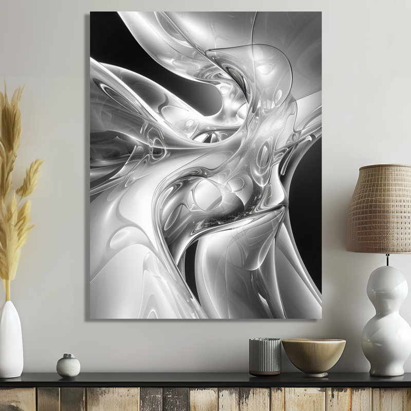 Sérénade I grise et noire abstraite - reproduction d'art murale, salon, Toile tendue, 40" H x 30" W