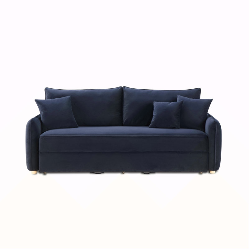 Canapé-lit modulaire en velours bleu Irina avec 3 coussins décoratifs Irina