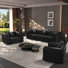Ensemble de salon 3 pièces en similicuir Chesterfield, noir