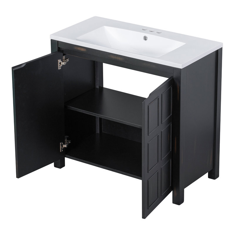 36" Retro Espresso Bathroom Vanity Combo Cabinet