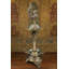 Lampe paon en laiton (Annam) faite à la main de 24 pouces avec plomb - Temple Diya de Multiwick South, lampe rituelle à deux niveaux avec motifs de perroquets et d'éléphants