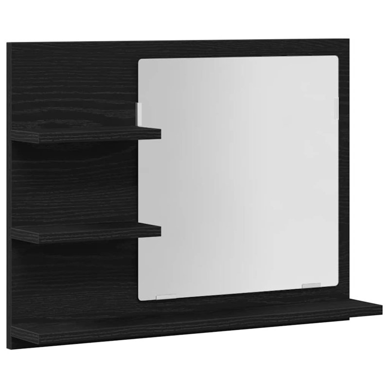 Adji Flat Mirror with Shelves, 45cm x 60cm, Black Oak