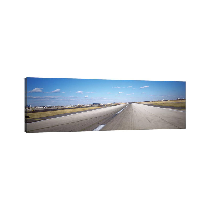 Runway At An Airport, Philadelphia Airport, New York State, USA - Wrapped Canvas Panoramic Print