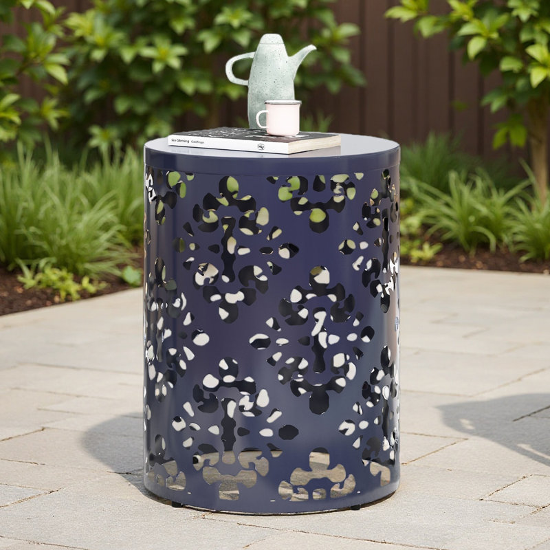 Outdoor Metal End Table -Large, Blue