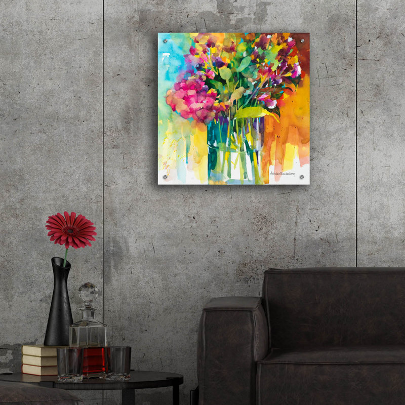 «Bright Bouquet» par Annelein Beukenkamp, art mural en verre acrylique, H 24 po x l 24 po x P 0,2 po