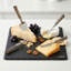 Service de fromage en acier inoxydable pour la cuisine et la table à manger - Service de table effet marbre pour les réceptions et les traiteurs - Lot de 4, 18 cm, argent et noir