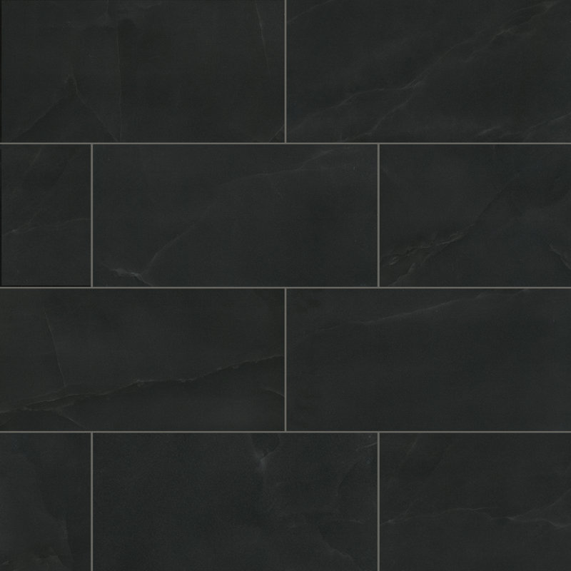 Carrelage de sol et de mur en porcelaine matte aspect marbre 12 po x 24 po Palazza, Auralis noir