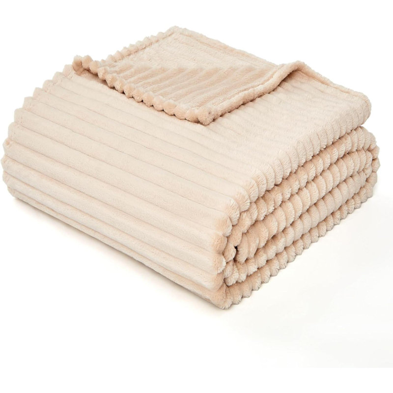 Machine Tufted Throw Blanket, Beige, 200cm x 150cm