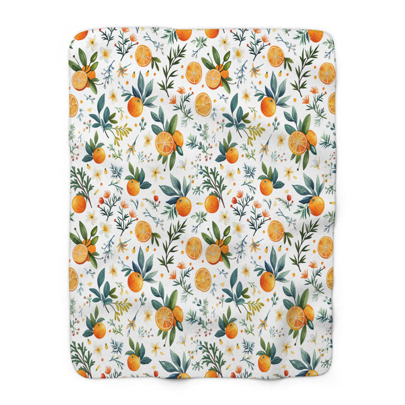 Zesty Citrus Splash - couverture sherpa de qualité supérieure 1 pièce - reproduction d'art luxueuse, Lit simple