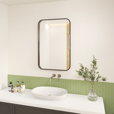 Customized Black Rectangular Aluminum Frame Bathroom Vanity Mirror