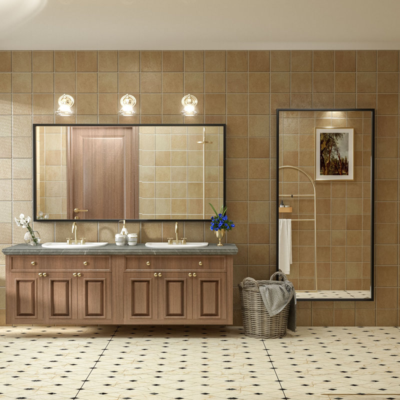 Miroir mural Amara, 60 po x 30 po, Argent brossé