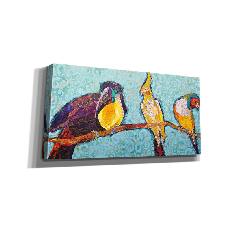 «Arlinda Birds On A Wire On Canvas» par St. Hilaire Elizabeth, reproduction, H 12 po x l 24 po x P 0,75 po