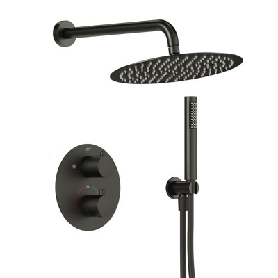Concealed Thermostatic Shower System with Rain Shower, Chrome