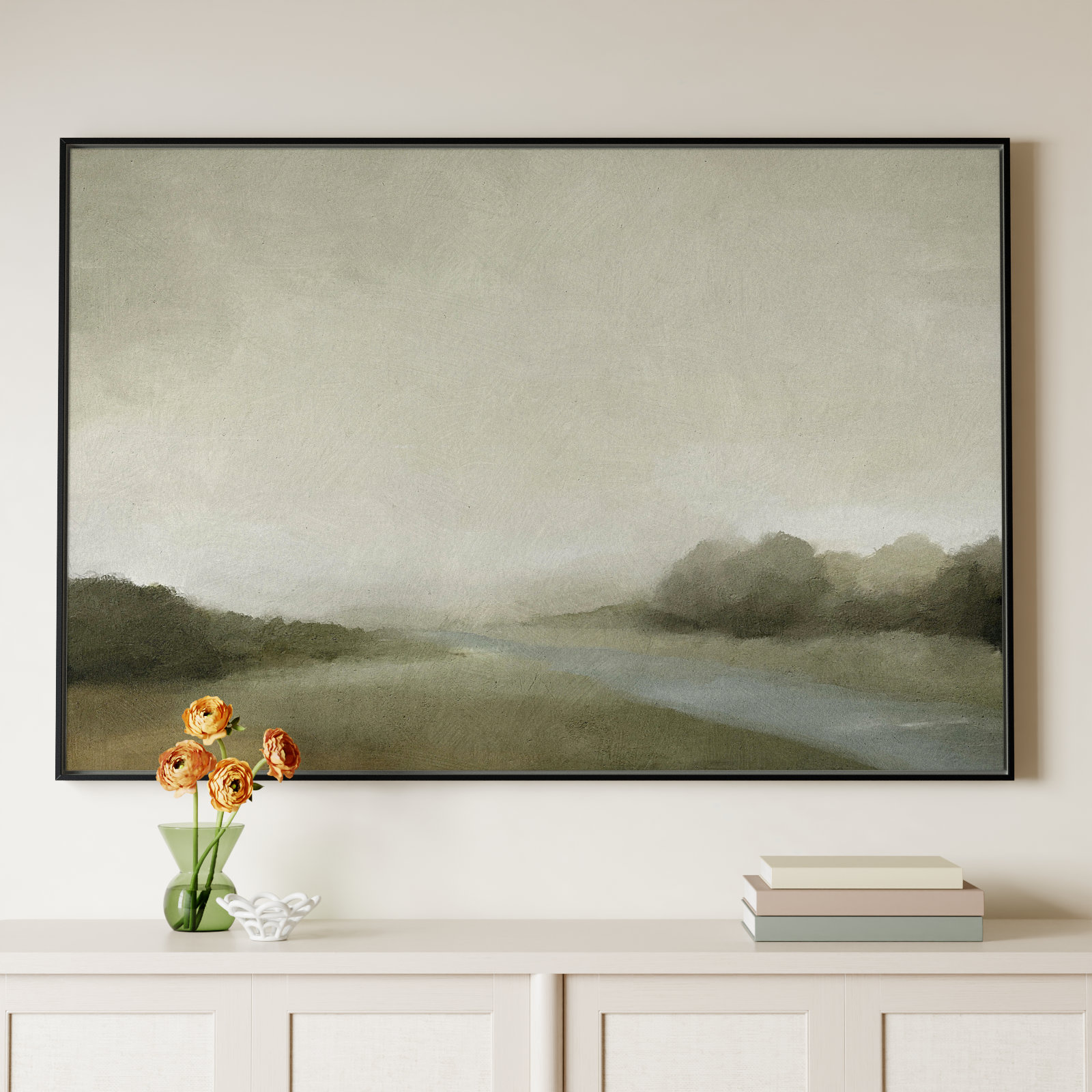 Vanora "Lovers Creek" Painting, 41.5" H x 61.5" W, Black
