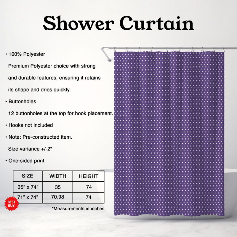 Rideau de douche 1 pièce Breeze, Mauve, H 74 po x l 71 po