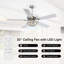 Ventilateur de plafond 52 "en cristal Fandelier avec lumière, ventilateur de lustre moderne avec moteur à courant continu réversible et télécommande pour la salle à manger de la chambre à coucher