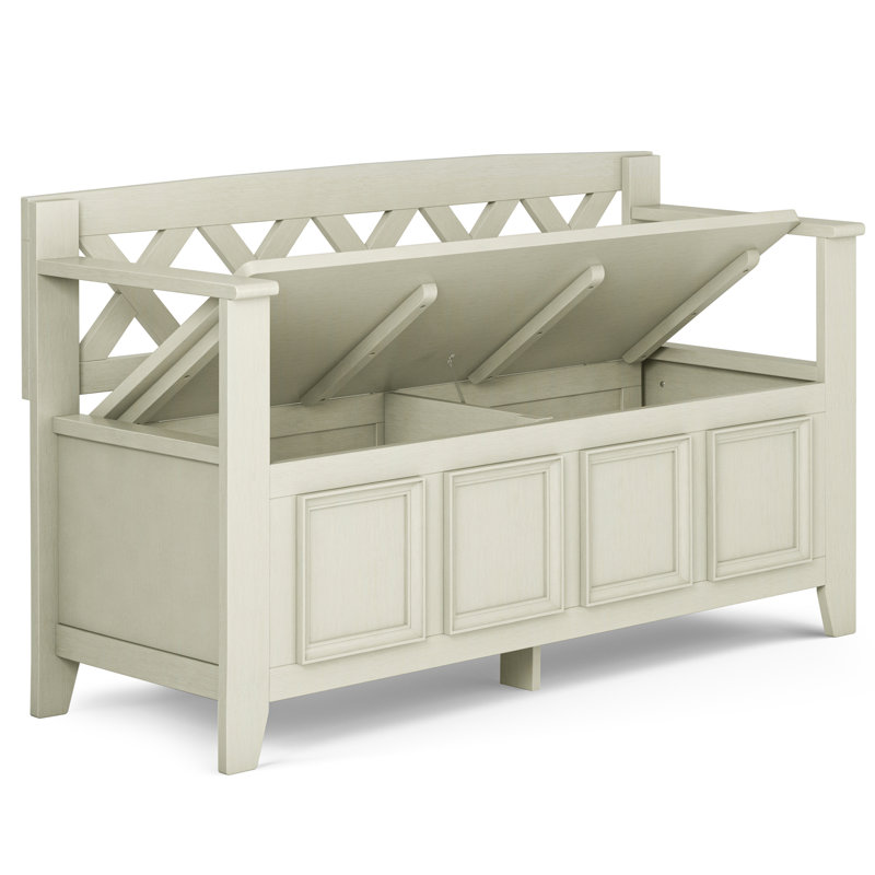 Solid Wood Entryway Storage Bench, Beige