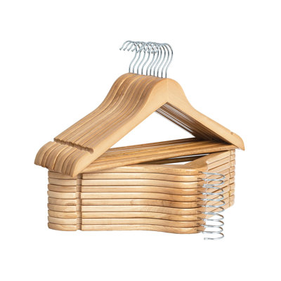 Ensemble de 20 cintres en bois, cintres en bois pour garde-robe, cintres robustes pour costumes, chemises, pantalons, vestes, couleur bois naturel