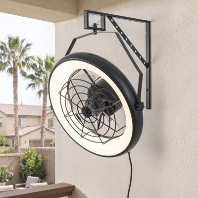 Ventilateur mural extérieur noir de 56,5 cm (22,25 po) avec éclairage DEL RVB et télécommande