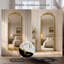 Miroir mural rétro arqué or rétro - miroir décoratif de style antique français orné, grand miroir de meuble-lavabo arqué pour entrée, cheminée, salon ou chambre à coucher, fixé au mur ou incliné-678059852-685518951