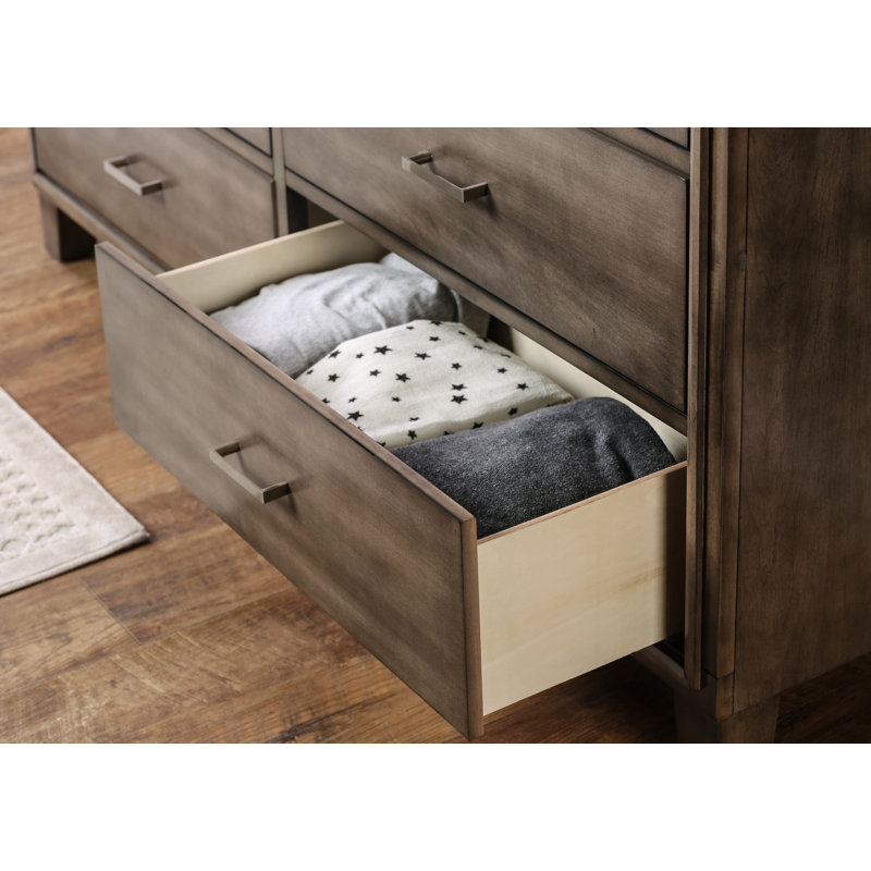 Commode double 6 tiroirs avec miroir Carpino, Gris