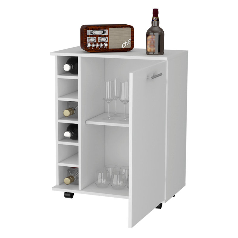 6-Bottle Rack Bar Cart, White