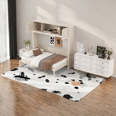 Lits peu encombrants avec rangement, grand panneau de fibres à densité moyenne en bois pour petite maison