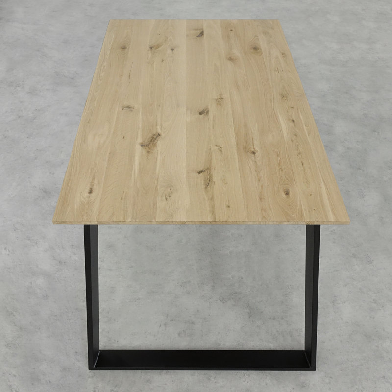Ajahni Oak Metal Base Dining Table, 75cmH x 180cmL x 90cmW, Unfinished