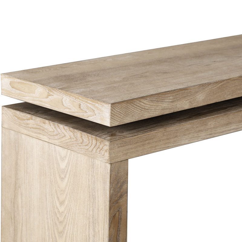 Console double à double planche de suspension naturelle antique de 60 po, pieds et tablettes en bois massif, idéal pour les panneaux à cadre rétro, salon convenable