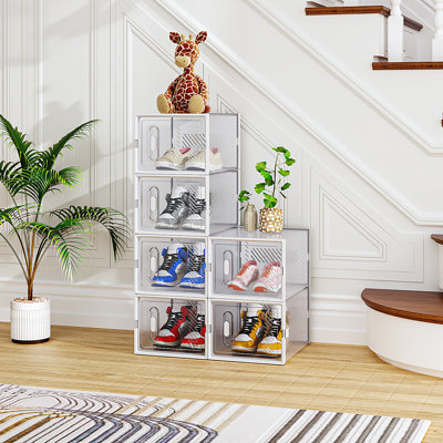 Medium Shoe Storage Box Organizers Stackable (Set Of 6)