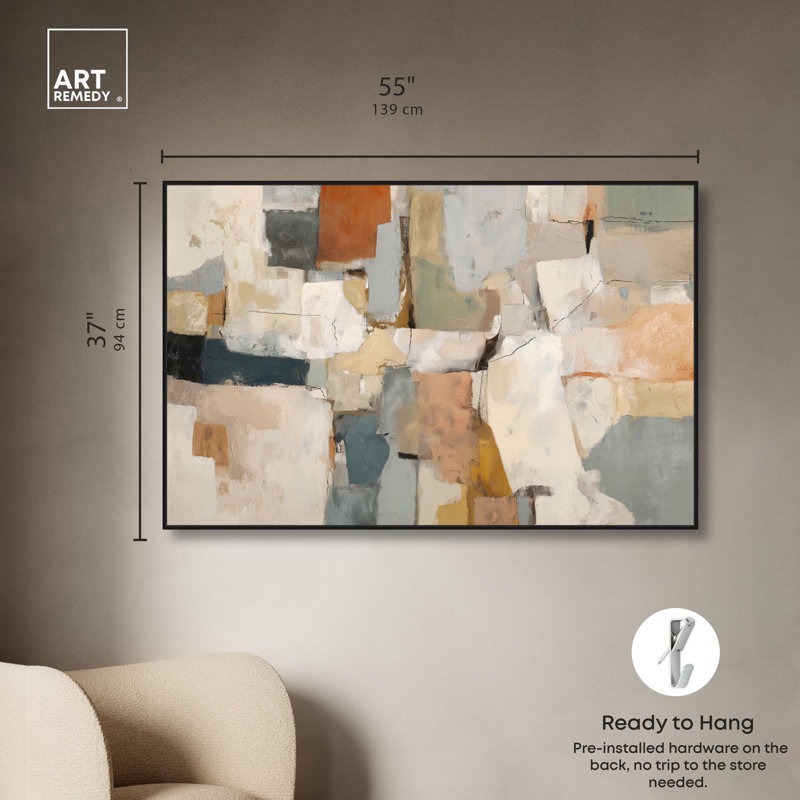 Décoration murale sur toile Color Field Intersect IV par Art Remedy, cadre noir, 54 x 36, H 37 po x l 55 po, Structure noire