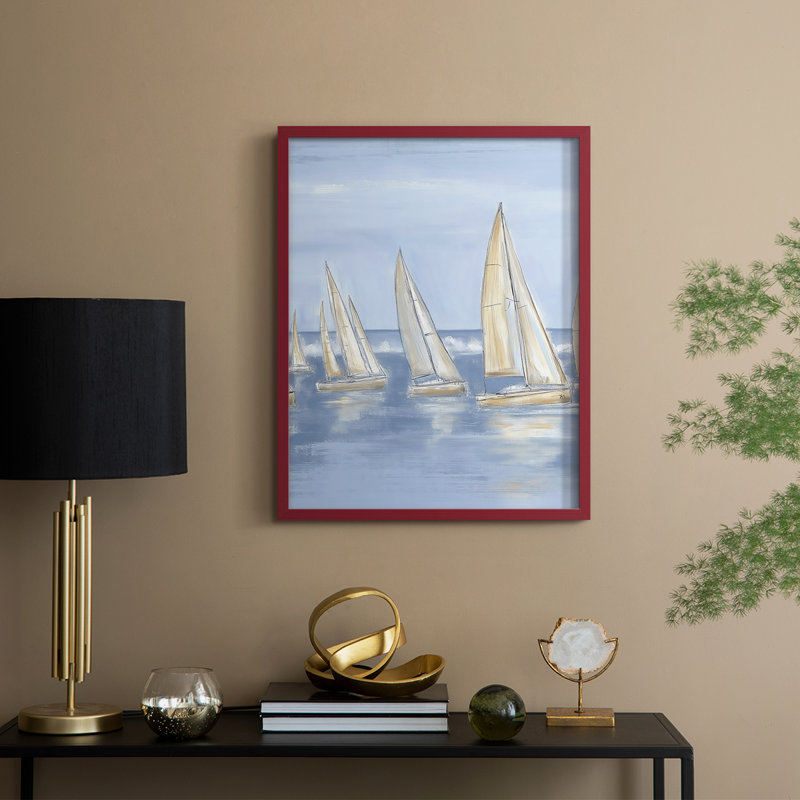 NAUTICAL Series VII, reproduction encadrée - bois massif, H 11 po x l 9 po, Rouge