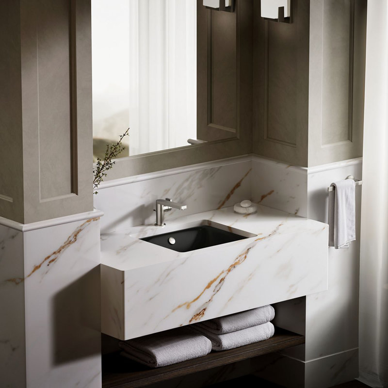 Iron Plains Dual-Mount Bathroom Sink, Black Black