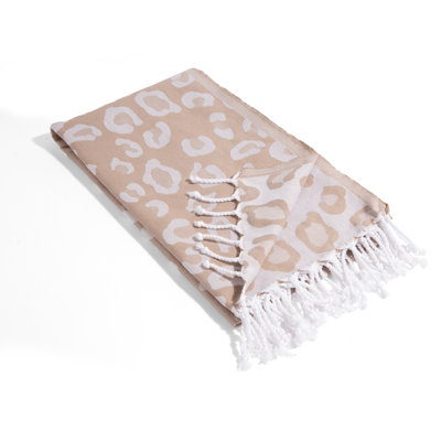 Chanyah Reversible Leopard Print Beach Towel, 100% Cotton, Sand Resistant Peshtemal, Thin & Absorbent, 69” x 38”