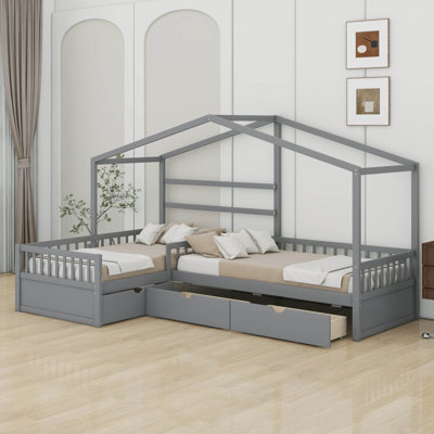 Lit plateforme simple avec trois tiroirs de rangement