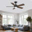 Ventilateur de plafond intelligent à 5 pales avec lumière à intensité variable, moteur à courant continu et pales à double finition-577258600-577258601-577258602