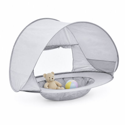 Wilwolfer Baby Beach Tent with UV Protection, Portable Pop-Up Sun Shelter for Toddlers, Water Play Tent with Carry Bag(Silver-Gray)
