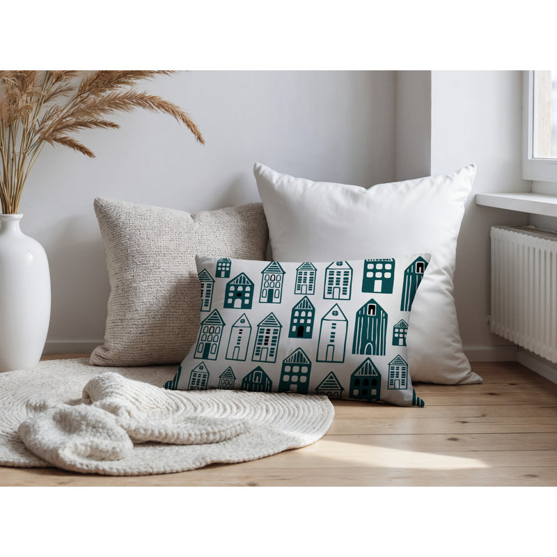 Oreiller rectangulaire réversible intérieur / extérieur Kirk Skandi Street, Émeraude, Rectangle H 14 po x l 20 po