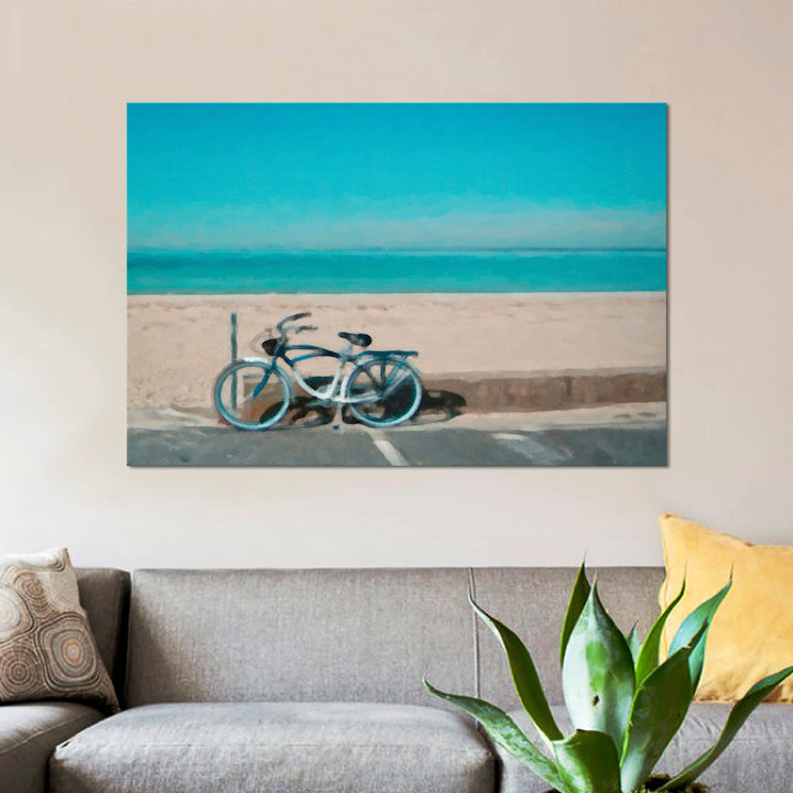 « vélo to the beach », reproduction sur toile, H 18 po x l 26 po x P 1,5 po, Toile tendue, Pas de tapis