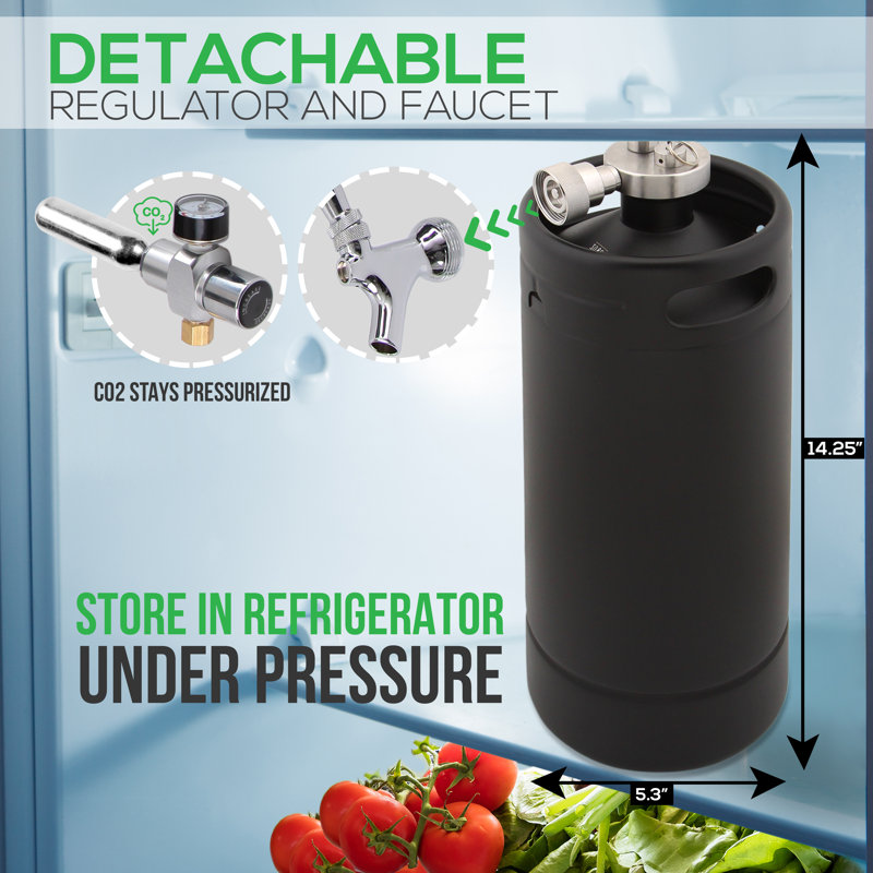 NutriChef 0.13 cu. ft. Black Single Tap Mini Keg Countertop Kegerator with Door Lock and Adjustable Temperature for Commercial Use