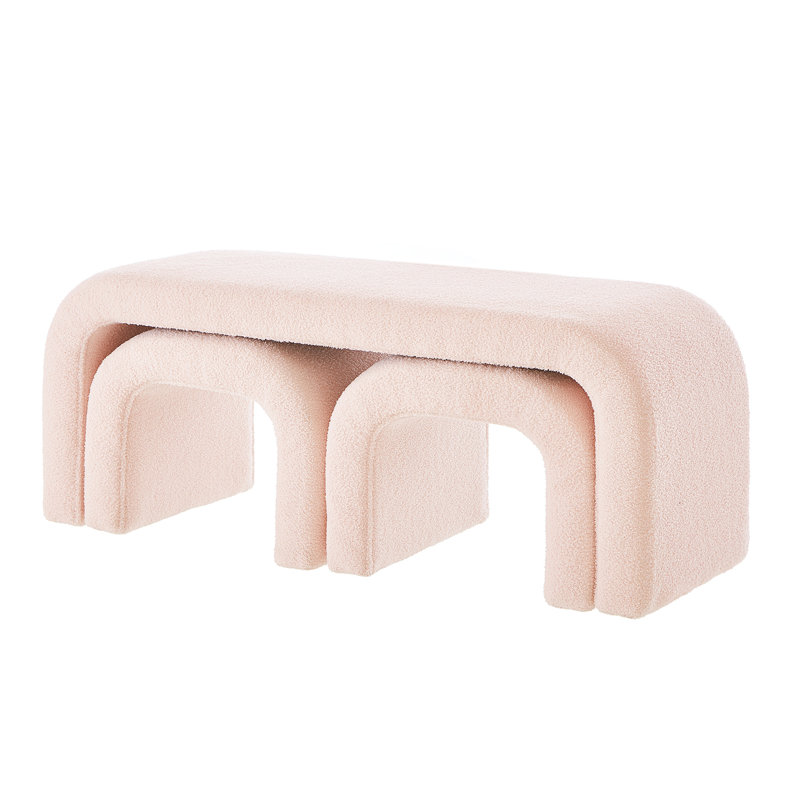 Ensemble de 3 bancs de repose-pieds en forme de U, Rose