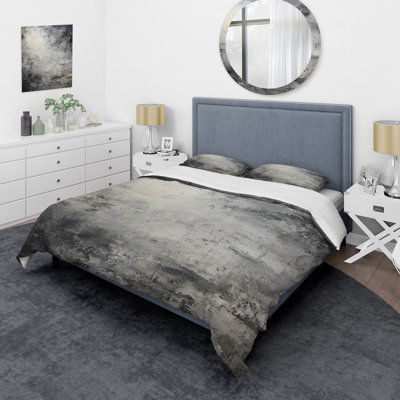 Minimalism Grey Lunar Surface 4 - Tachisme Duvet Cover Set