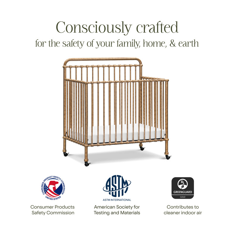 Winston 4-in-1 Convertible Mini Crib, Vintage Gold