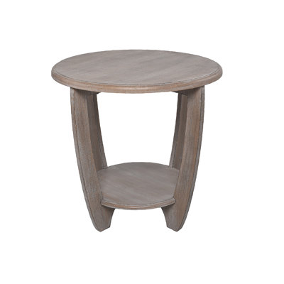  Rustic Farmhouse Wooden End Table with Storage Shelf, Vintage Grey Finish