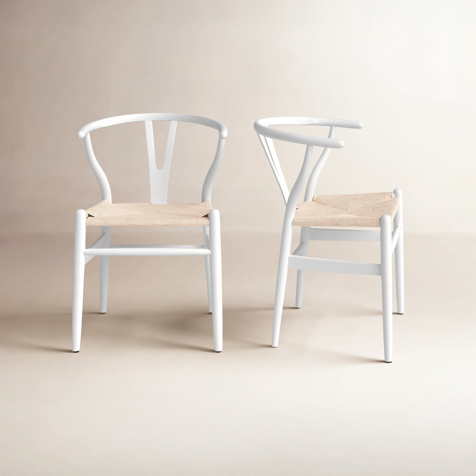 Wyn Dining Armchair, White / Natural, 2