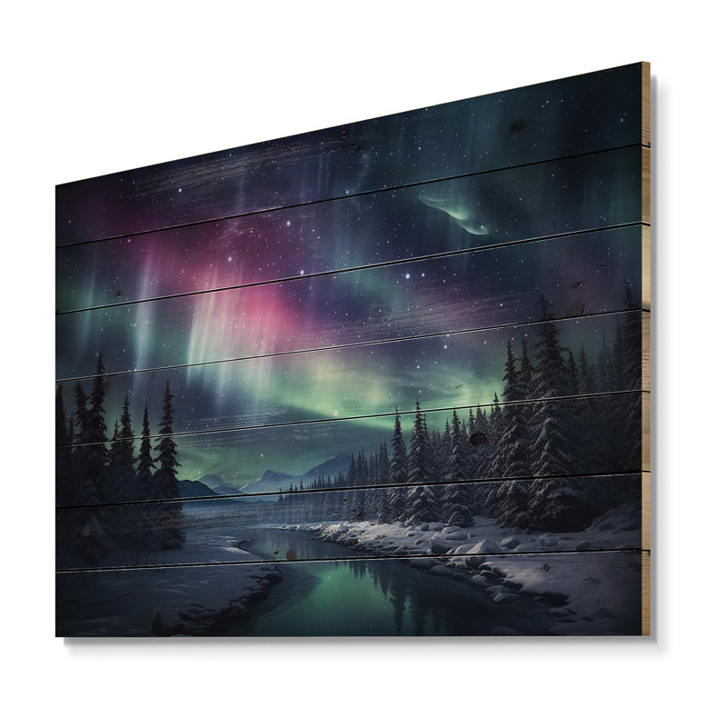 Northern Lights III sur bois, H 30 po x l 40 po x P 0,78 po