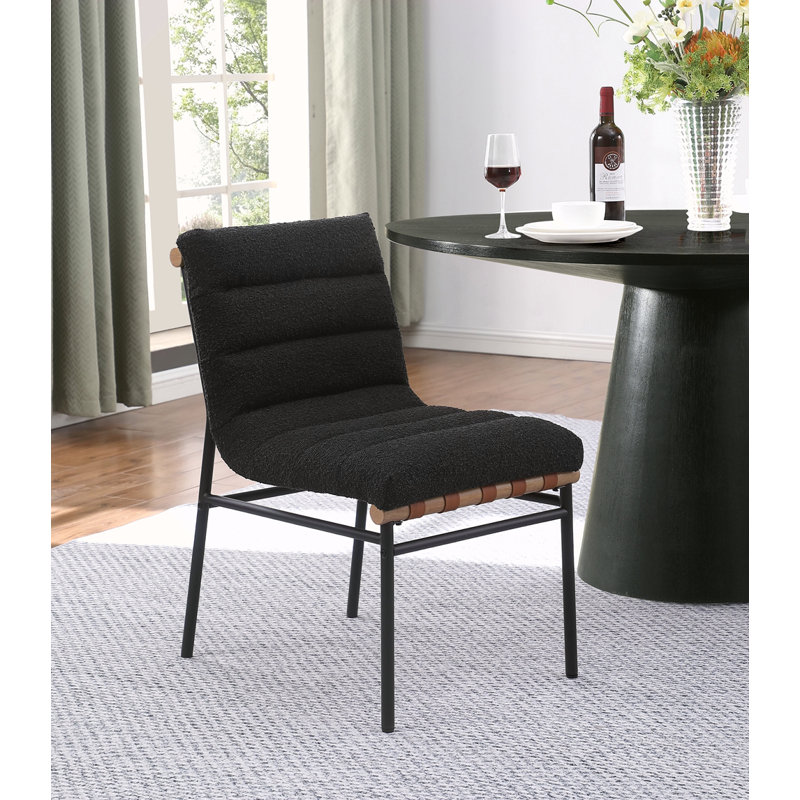 Chaise de salle à manger en tissu avec pieds en fer Boucle, Noir, noir, noir, noir