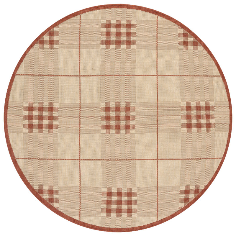Tapis d'intérieur / extérieur à motif écossais Debriana Performance, Rond 5 pi 3 po