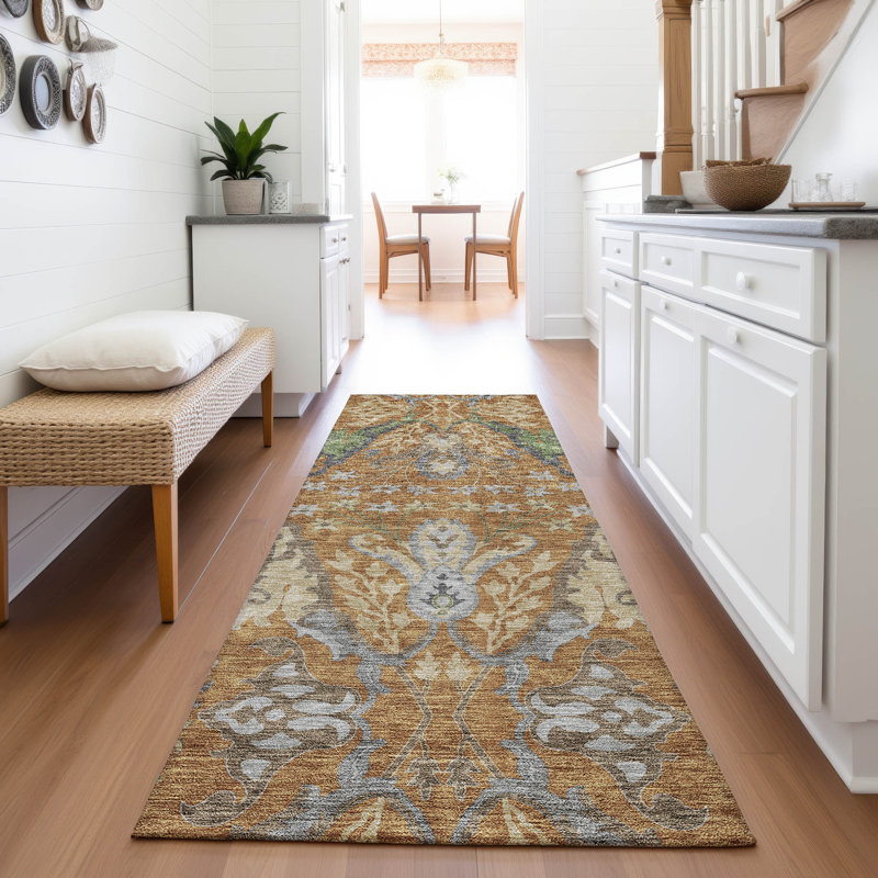 Premium Machine Washable Gurubaksh AMF1153 Global Rug, Runner 2'3" x 7'6"