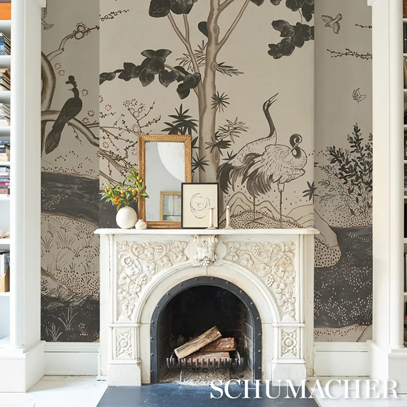 Schumacher X Colette Cosentino Floral Wallpaper by Colette Cosentino, Black